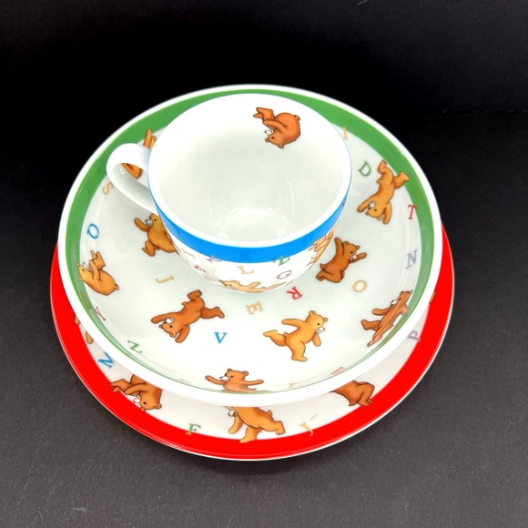 Tiffany Co Alphabet Bears Dish Set Childs Plate Mug Cup Ceramic ABC’s 2006 Japan - Picture 6 of 6